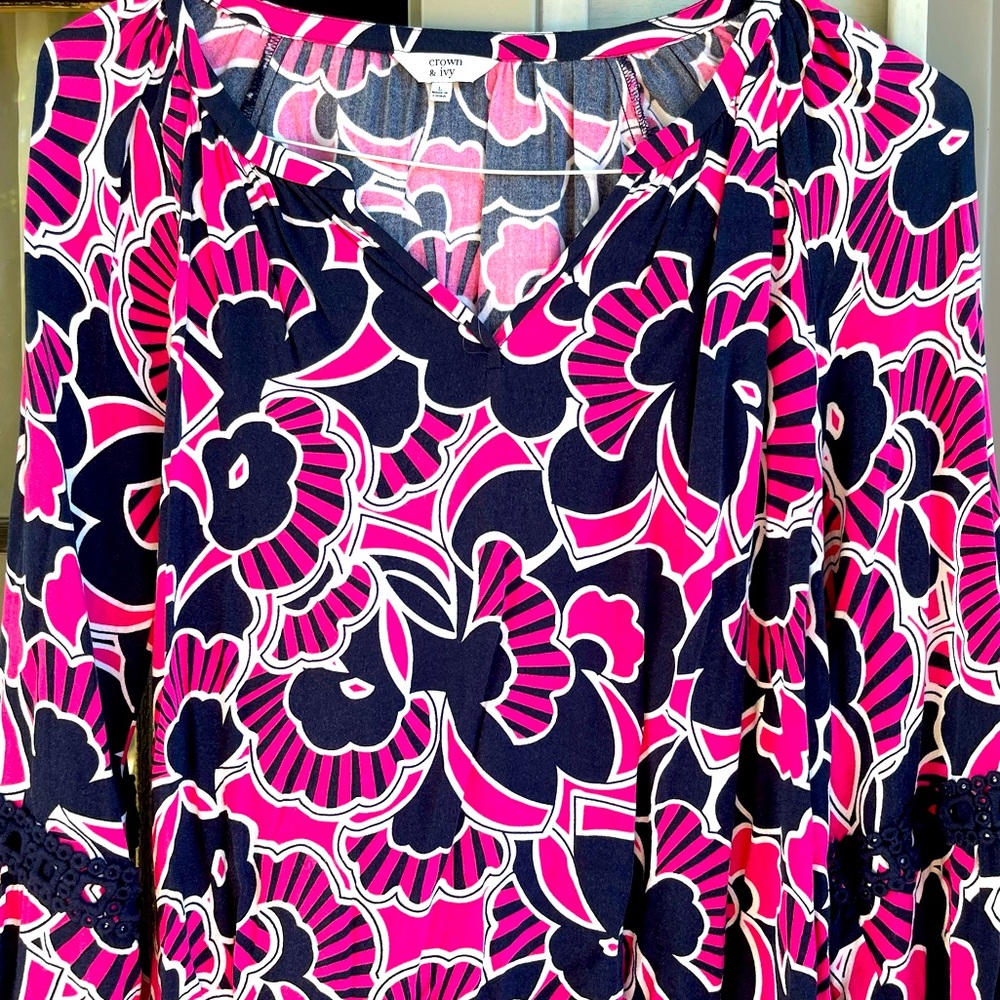 Crown and Ivy blue and pink shirt.